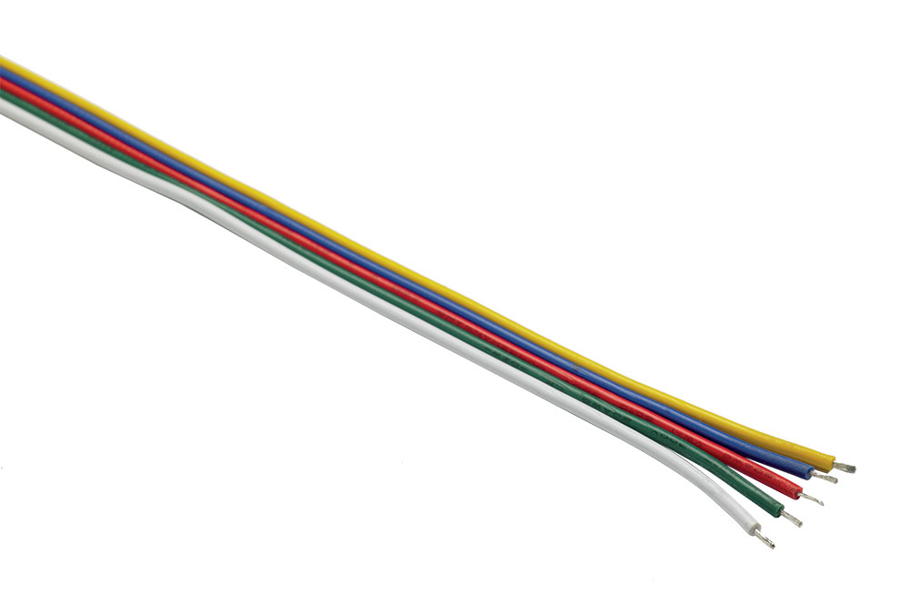 Câble plat 5 x 0.326 mm Rouge/Vert/Bleu/Blanc - 10 mètres