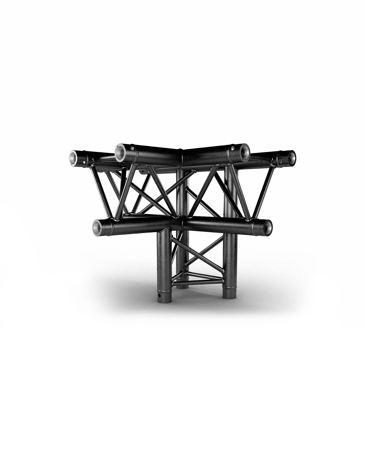 TRUSS TRIO 290 T-piece - Black - 4 directions - top down - Connection kits included