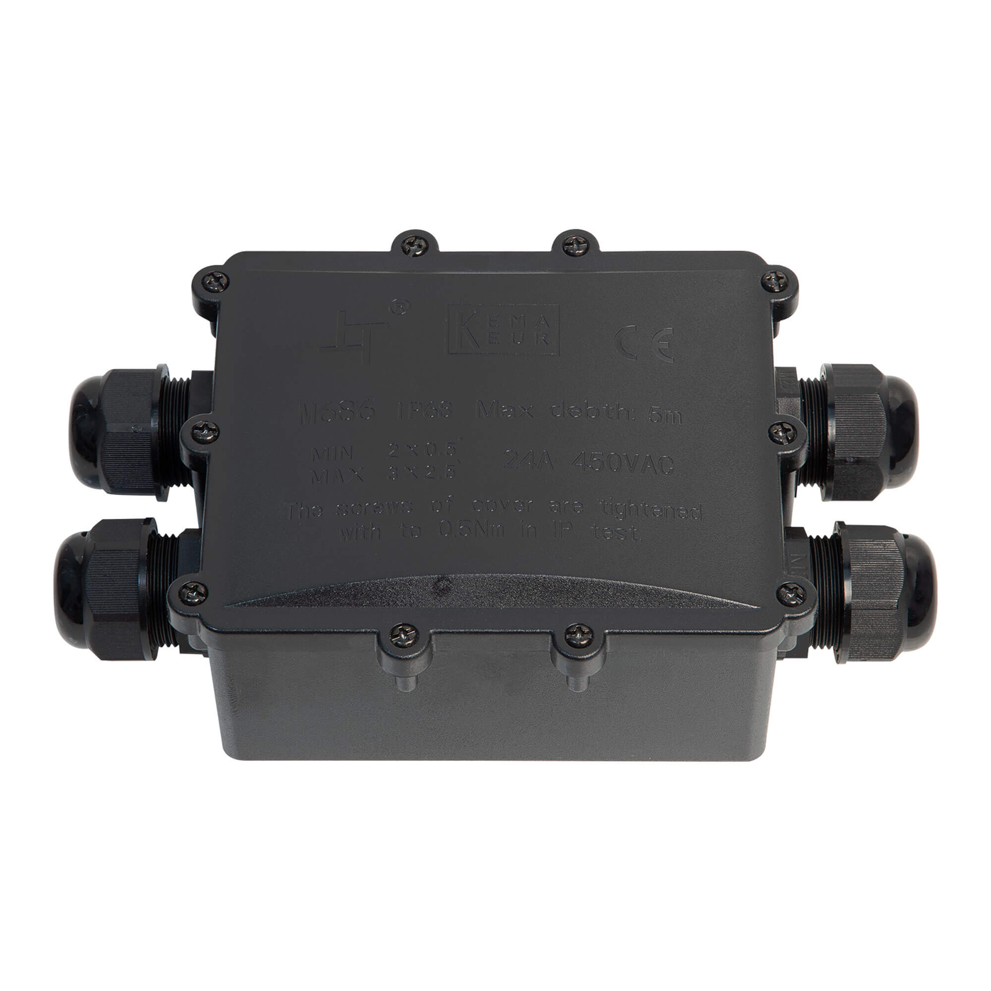 Boîte étanche - IP68 - Large - 4 voies - pour câble de 4 à 14mm