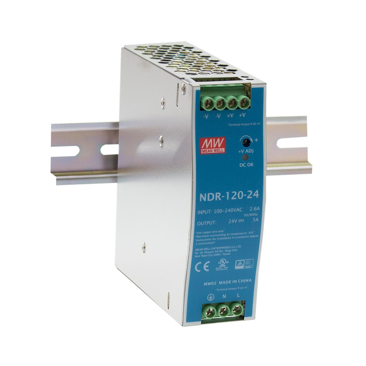 MEAN WELL power supply 24V  5A  120W stabilized, for DIN rail